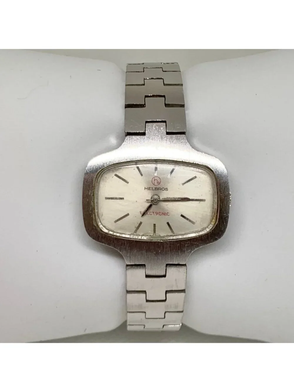 Vintage Helbros Electronic women's watch silver tone 29mm bracelet 6.5” running